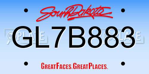 GL7B883 South Dakota License Plate