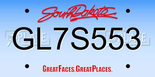 GL7S553 South Dakota License Plate