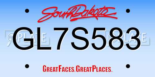 GL7S583 South Dakota License Plate