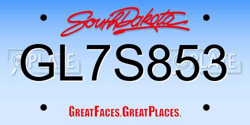 GL7S853 South Dakota License Plate
