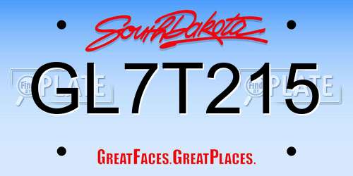 GL7T215 South Dakota License Plate