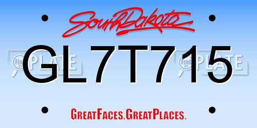 GL7T715 South Dakota License Plate
