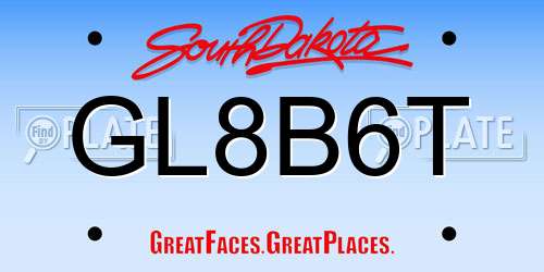 GL8B6T South Dakota License Plate
