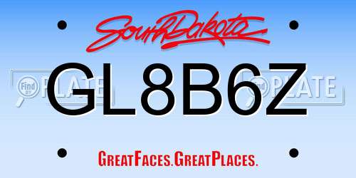GL8B6Z South Dakota License Plate