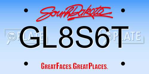 GL8S6T South Dakota License Plate