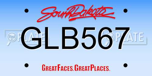 GLB567 South Dakota License Plate