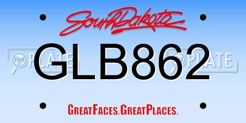 GLB862 South Dakota License Plate