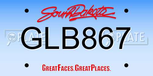 GLB867 South Dakota License Plate