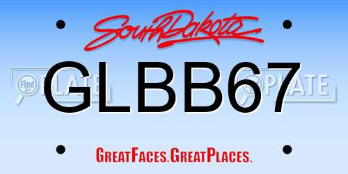 GLBB67 South Dakota License Plate