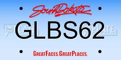 GLBS62 South Dakota License Plate