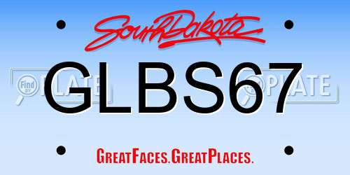 GLBS67 South Dakota License Plate