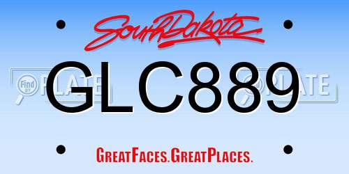 GLC889 South Dakota License Plate