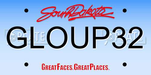 GLOUP32 South Dakota License Plate