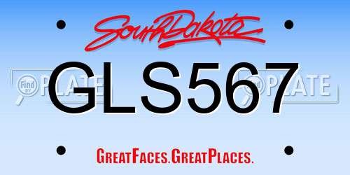 GLS567 South Dakota License Plate