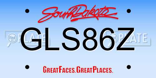 GLS86Z South Dakota License Plate