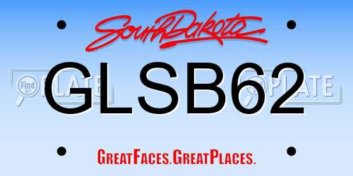 GLSB62 South Dakota License Plate
