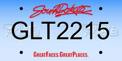 GLT2215 South Dakota License Plate
