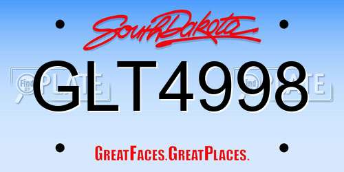 GLT4998 South Dakota License Plate
