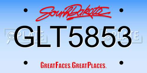GLT5853 South Dakota License Plate