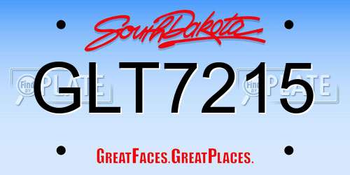 GLT7215 South Dakota License Plate