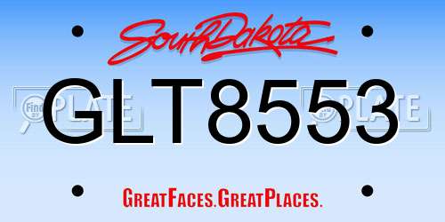 GLT8553 South Dakota License Plate