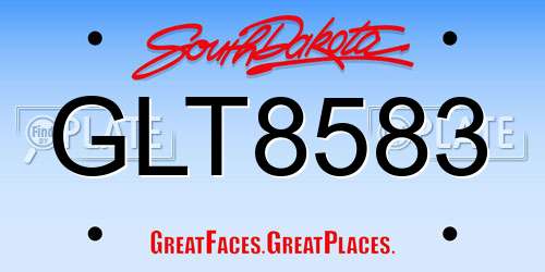 GLT8583 South Dakota License Plate
