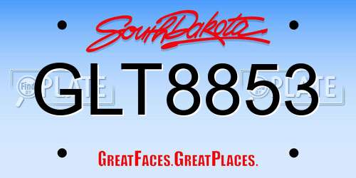 GLT8853 South Dakota License Plate