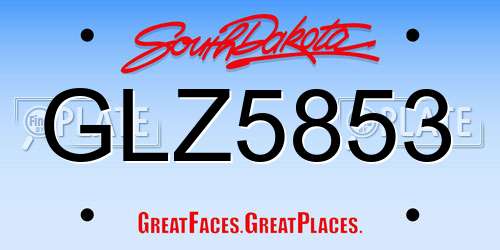 GLZ5853 South Dakota License Plate