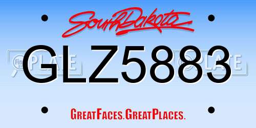 GLZ5883 South Dakota License Plate