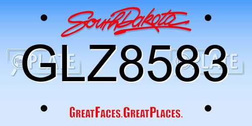 GLZ8583 South Dakota License Plate