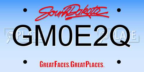 GM0E2Q South Dakota License Plate