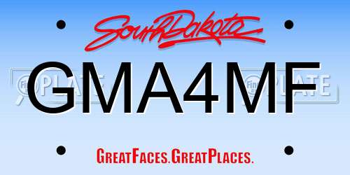 GMA4MF South Dakota License Plate