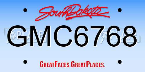 GMC6768 South Dakota License Plate
