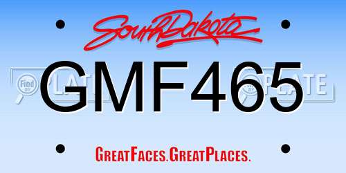 GMF465 South Dakota License Plate