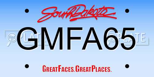 GMFA65 South Dakota License Plate