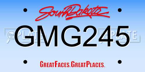 GMG245 South Dakota License Plate