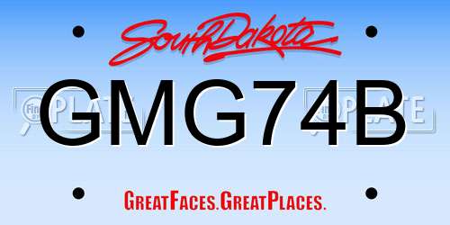 GMG74B South Dakota License Plate