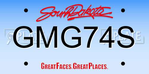 GMG74S South Dakota License Plate