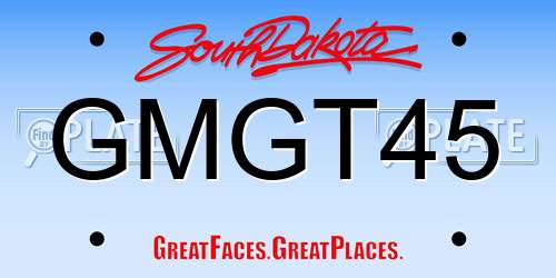 GMGT45 South Dakota License Plate