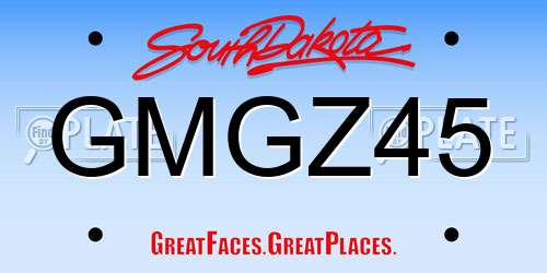 GMGZ45 South Dakota License Plate