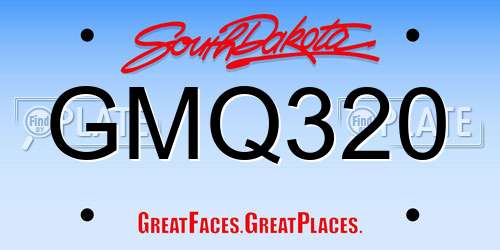 GMQ320 South Dakota License Plate