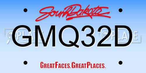 GMQ32D South Dakota License Plate