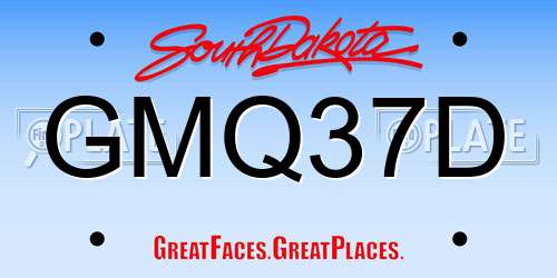 GMQ37D South Dakota License Plate