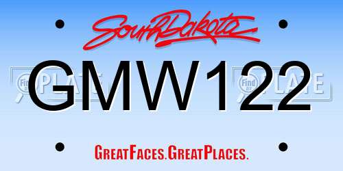 GMW122 South Dakota License Plate