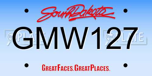 GMW127 South Dakota License Plate