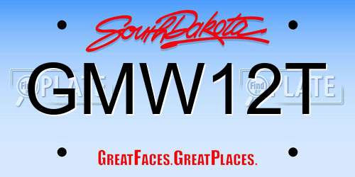 GMW12T South Dakota License Plate