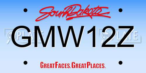 GMW12Z South Dakota License Plate