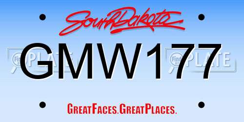GMW177 South Dakota License Plate