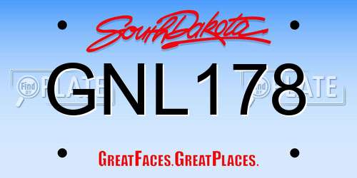 GNL178 South Dakota License Plate