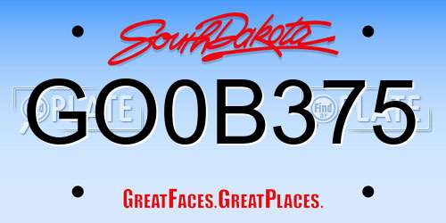GO0B375 South Dakota License Plate